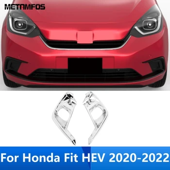  Luz de Nevoeiro da frente da Tampa da Lâmpada Guarnição Para Honda Fit HEV 2020 2021 2022 Chrome Foglight Quadro Protetor Adesivo de Acessórios, Estilo Carro