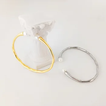 LONDANY pulseira de pérola Natural de água doce de pulseira nicho design abertura simples, moda jóias de bronze bracelete