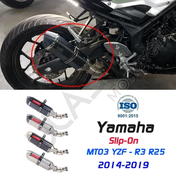  Para a Yamaha YZF R3 R25 MT03 MT-03 YZF-R3 2014-2018 de Moto Completa do Sistema de Escape Silencioso de Escape Meio do Link de Contato Tubo de Deslizamento