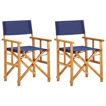  Cadeira de diretor de 2, Sólidos de Madeira de Acácia ao ar livre da Cadeira, Mobília do Pátio Azul 55 x 56 x 88 cm