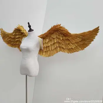 Natural de alta qualidade da pena de ouro, asas de anjo 180cm de prata Belo asas de fada para a Dança de exibição de janela de DIY deco adereços livre sh
