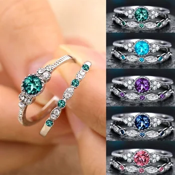  Luxo Anéis De Cristal, Para As Mulheres A Moda Zirconia Cúbico De Casamento Noivado Banda Feminina Anel De Dedo De Acessórios, Jóias De Presentes De Amor