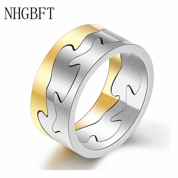  NHGBFT Mens anel de Aço Inoxidável de Alta qualidade em Preto Polido Ouro um Anel de Cor para o sexo masculino Jóias
