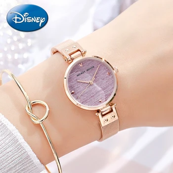  Disney Presente Com Caixa de Tendência de Moda Relógio de Quartzo de Cor Sólida Alça Fina Aluno Cinto das Mulheres Relógio Relógio Masculino