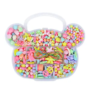  Urso de Cabeça para Crianças Frisado de Brinquedos de DIY confecção de pulseiras de Miçangas Conjunto de Colar de Miçangas de Seqüência de caracteres Kit Para Crianças de Esferas Brinquedo Educativo