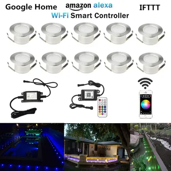  10PCS/lot wi-FI Smart Home 45mm 12V RGB Quintal LED plataforma Ferroviária da Escada Intradorso Passo Luzes Alexa Eco Inicial do Google IFTTT Aplicativo de Telefone