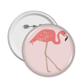  Curta Flamingo Padrão de cor-de-Rosa Pinos Redondos Emblema do Botão de Vestuário, Decoração 5pcs Presente