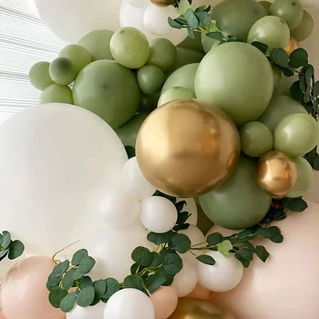  113 pcs Festa balão de abacate verde retro série da cor do balão conjunto de feijão verde, festa de aniversário, decoração de balão cadeia