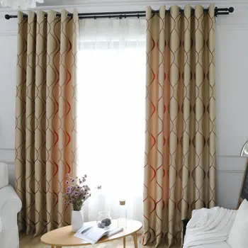  Novo Design Listrado Curva cortinas Blackout para Sala de estar, Cozinha, Quarto de Casal-Impressão frente e verso em Tecido Moderna Cortinas das janelas