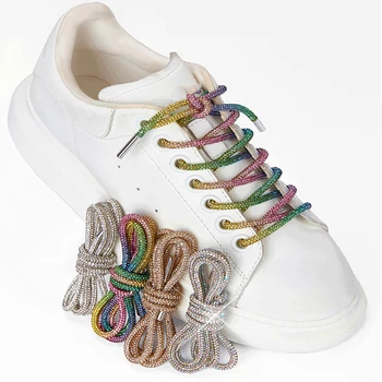 1PCSRound de Strass, Laços de arco-íris Diamante Cadarço de Tênis cordões de sapatos de Cordão DIY de Calças de Moletom Vestido da Correia de Acessórios