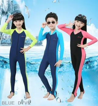  UPF50+ Lycra Manga Longa, Roupa de Crianças de Um Maiô de Peça traje de Mergulho de Meninos Meninas rapazes raparigas de Surf maiô Crianças Anti-UV Swimwear