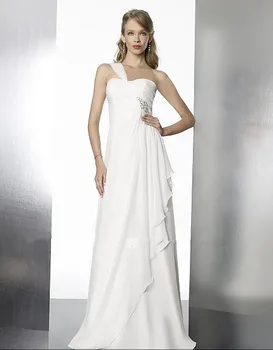  vestido de noiva de 2018 novo design quente personalizado tamanho/cor Grega chiffon frisada de um ombro vestido de noiva vestidos de dama de honra
