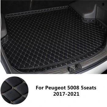  SJ 6 Cores Impermeável Tronco de Carro Tapete Bandeja de Inicialização Forro de Carga Traseiro Almofada de Ajuste Para o Peugeot 5008 5seats (2017-2018-2019-2020-2021 ANO)