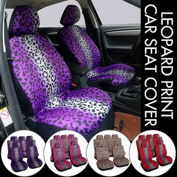  Moda de estampa de Leopardo Completo Circundante de Carro Tampa do Assento de Quatro Temporadas Universal Respirável antiderrapante, Tampa de Assento Senhoras do Interior do Carro