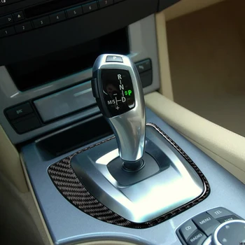  Para o BMW Série 5 e60 (2004-2010) do Interior do Carro da Shift de Engrenagem Tampa do Painel de Guarnição Adesivo Genuíno de Fibra de Carbono