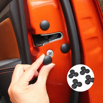  12Pcs Tuning Interior Porta de Plástico Parafuso de Bloqueio de Capa Protetor Anti-Ferrugem, Tampão Adesivo Preto Gadget Universal de Acessórios para carros