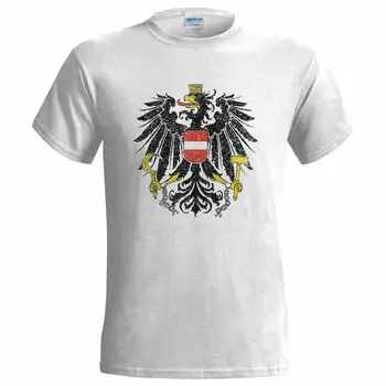  Venda Quente De Verão, Áustria Brasão De Armas Olhar Angustiado Mens T-Shirt Emblema Da Nação Austríaca Bandeira Camiseta