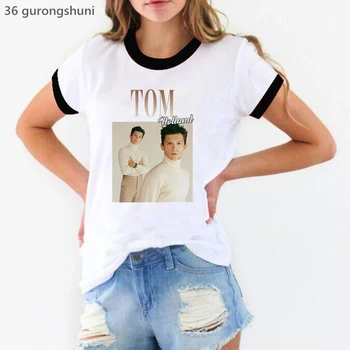  Tom Holland Impressão Gráfica Tshirt Mulheres Roupas De 2022 Funny T-Shirt Feminina Harajuku Camisa De Verão, Tops, T-Shirt Femme Streetwear