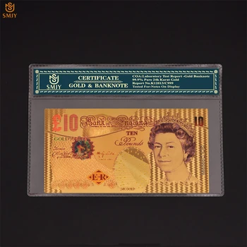  Britânico Ouro 24k Notas de 5 Libras de Ouro Colorido Folha de Dinheiro de Papel de Notas de Coleta em Sacos de Plástico OPP
