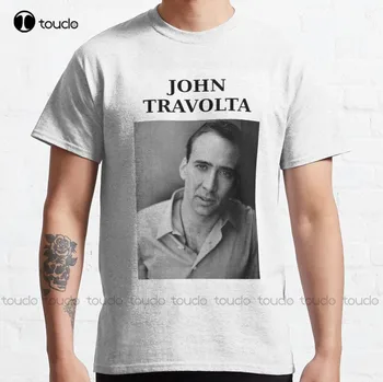  Nicolas Travolta... John Cage... Wtf? John Travolta, Nicolas Cage Engraçado Errado Humor Piada Rosto Clássica T-Shirt Mens T-Shirts