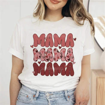  Mãe Mãe T-Shirt das Mulheres de Verão Casual t-shirts Tees Harajuku Estilo coreano Tops Gráfico 2023 Kawaii Feminina T-shirt Mulheres de Roupas