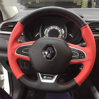 Para a Renault Koleos kadjar DIY personalizado do couro costurado à mão de cobertura de volante acessórios do carro
