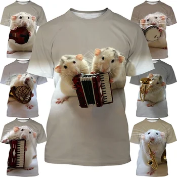 Verão Nova Animais Fofos 3d Print T-Shirt dos Homens de Mulheres, Crianças Rato de Estimação Hamster Padrão de Leve Respirável Superior de Desporto de