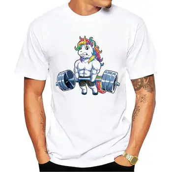  FPACE de Manga Curta Homem Tops de Moda de levantamento de peso T-Shirt do arco-íris Cavalo Impresso Camisetas Cool t-shirts Essencial Tee