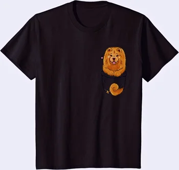  Bonito Chow Chow Filhote De Cachorro Cão No Bolso Criativo Amantes De Cães Dom T-Shirt. Verão do Algodão de Manga Curta-O-Pescoço Mens T-Shirt Nova S-3XL