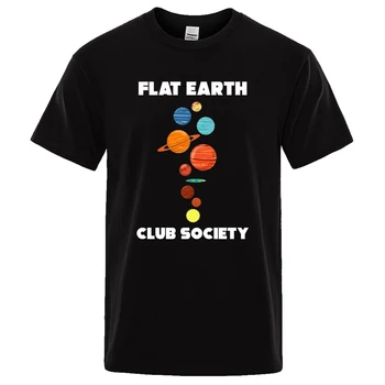  Terra plana Clube Sociedade Impresso T-shirt masculina de Moda de Roupas Confortáveis, Soltas Respirável T-shirt Homem Manga Curta t-shirts