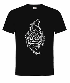  Norse Vikings Valknut Rune Lobo Fenrir T-Shirt. Verão do Algodão de Manga Curta-O-Pescoço T-Shirt Mens Novo XXS-6XL