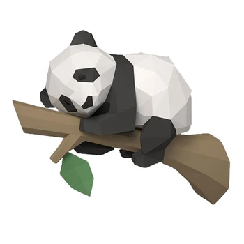  3D Animal de Modelo de Papel,Panda na Árvore Geométrica de Origami para Decoração de Casa,Decoração de Parede,Brinquedos Educativos