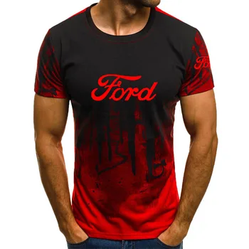  Tinta inicial dos homens T-shirt de manga curta Ford logotipo do carro de impressão Casual, Esporte de Rua, Homens de T-Shirts de Gola Redonda nova masculina de Manga Curta