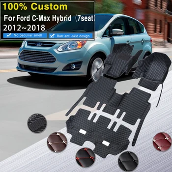  Esteira do Assoalho do carro Para Ford C-Max Híbrido 7seat MK2 2012~2018 Sujeira-resis Alta Qualidade antiderrapante, Tapete de Carro Acessórios de Interior