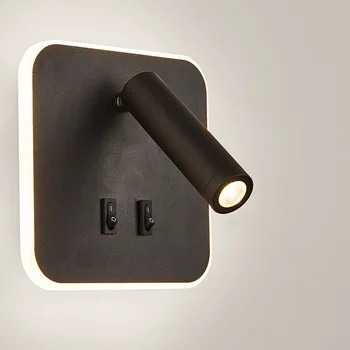  Nordic LED Luzes de Parede Com Interruptor Giratório da Parede da Lâmpada Quarto de Hotel de Cabeceira Estudar a Leitura Candeeiro de Lâmpadas de Alumínio Luzes internas