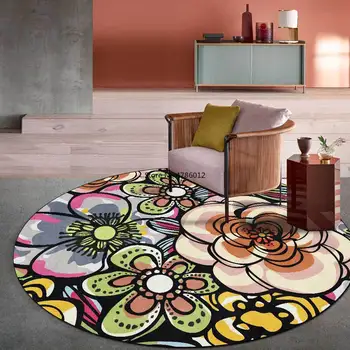  150cm de desenhos animados Linha Grande de Flores Exóticas Estilo Étnico Sala de estar, Quarto de Suspensão Cadeira Rodada Tapete Carpete de Personalização