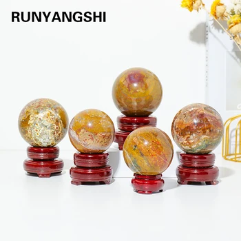  Cristal Natural bola decorativa Combate Sangue Aagte de cristal de quartzo Esfera de decoração para o Lar