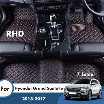  RHD tapete para carros Personalizados Para Hyundai Grand Santa Fe 2017 2016 2015 2014 2013 7 Lugares, Couro, Estilo Carro de Decoração Tapete Tapete