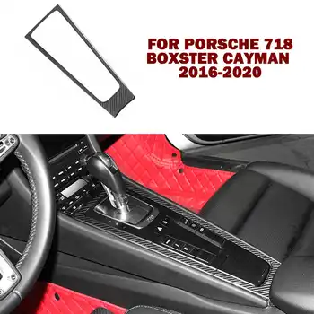  Seco Real de Fibra de Carbono, Interior do Centro de Controle de Mudança de marcha Botão do Painel de Guarnição Decorativa para a Porsche 718 Boxster Cayman e 911 2013-18