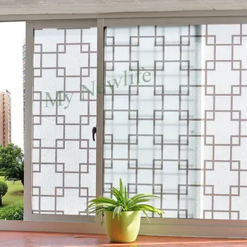  Brown Lattice Fosco, Opaco varanda Janela de Filme adesivo Impermeável auto-adesivo de Vidro de Privacidade Adesivo para Decoração de Casa 60*500cm