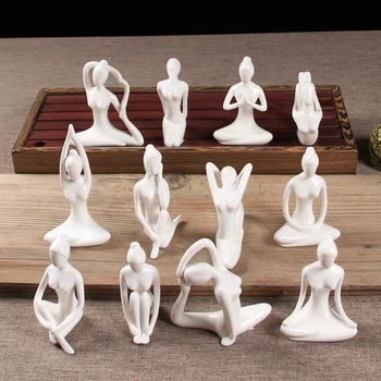  Europeu De Cerâmica Branca Yoga Figuras De Yoga Menina Escultura Artesanato Resumo Números Pequenos De Decoração Sala De Decoração Presentes