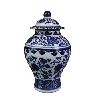  A China Antiga Porcelana Azul E Branca Emaranhado Lotus Padrão De Pote