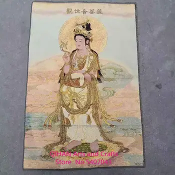  Bodhisattva avalokitesvara Buda antigo thangka bordado religiosa Buda de ouro de seda bordados de brocado cor de pintura