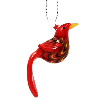  Vidro de Murano Pássaro vermelho Figura de ornamento feito a mão de gancho projeto seda Pingente charme casa jardim decoração de suspensão acessórios de Natal