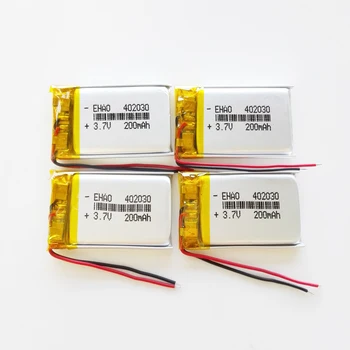  4 PCS 3,7 V 200mAh 402030 de Polímero de Lítio Recarregável LiPo Bateria Para Mp3, GPS, PSP Móvel parte Eletrônica