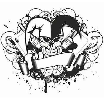  Crânio Joker Poker Dice Pistola De Adesivo Punk Morte Decalque De Halloween Horror Diabo Cartaz Janela Do Carro Arte Adesivos De Parede
