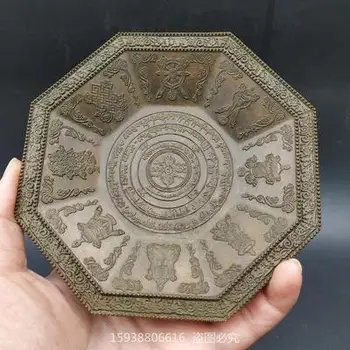  Bronze antigo oito tesouro pratos de enfeites para a decoração home