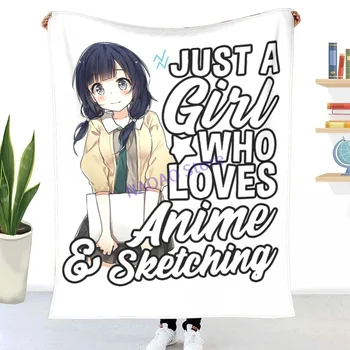  Amor Waifu Menina De Apenas Uma Menina Que Gosta De Anime E De Esboços Jogar Cobertor De Folhas Sobre A Cama, Cobertor No Sofá Da Sala, Decoração Lattice