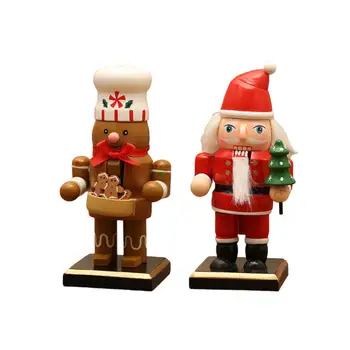  Homem de gengibre e Santa 16cm de Madeira, quebra-nozes ambiente de Trabalho de Casa Decoração de Natal