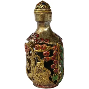  Característica de artesanato presentes decoração sala de estar ornamentos antigos Tibetano Prata velho bens de cobre snuff bottle